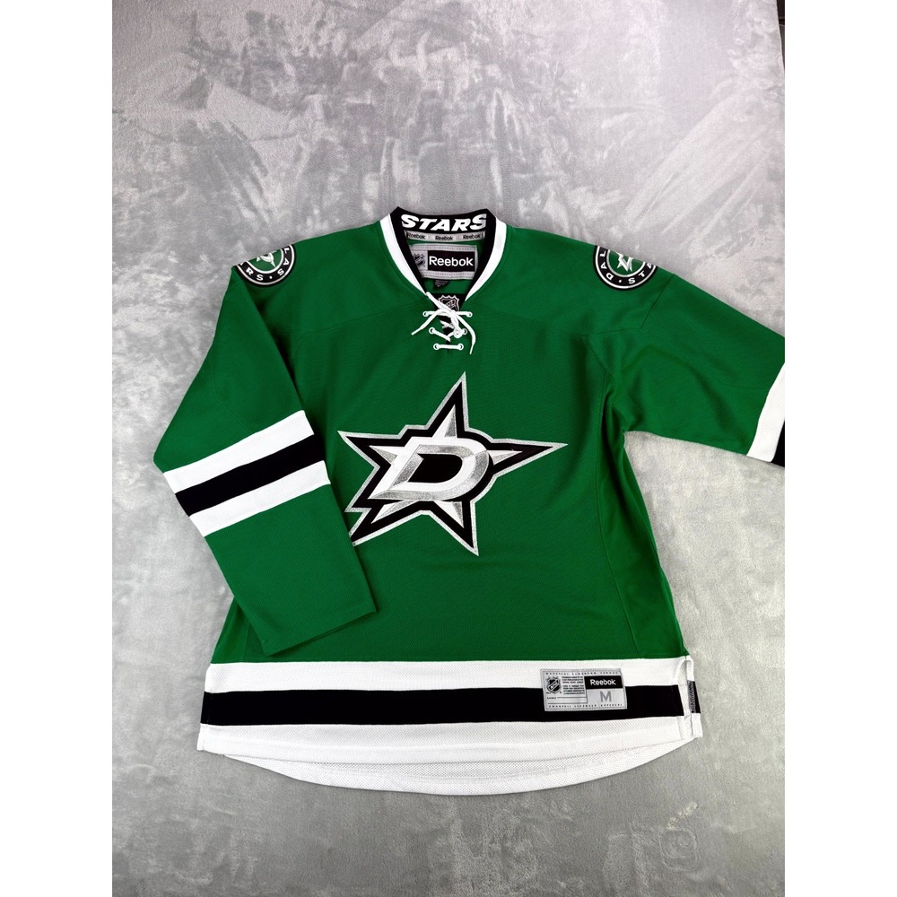 Dallas Stars Jersey Mens Medium Green Reebok Hockey NHL Logo Lace Up 7185A 14